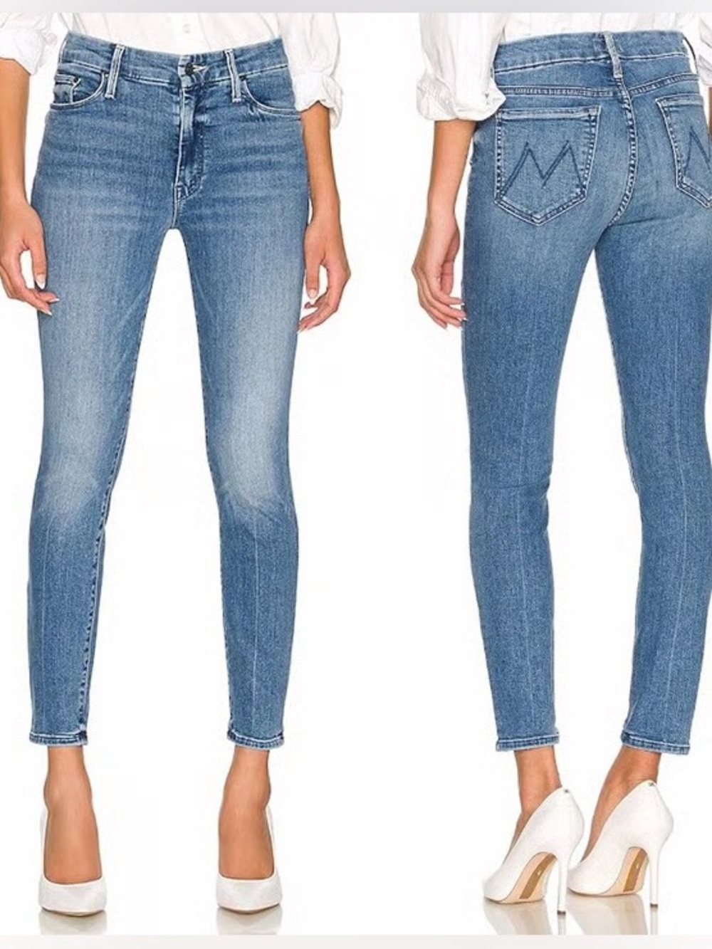 #364- MOTHER High Waisted Looker Ankle Jeans in Medium Blue